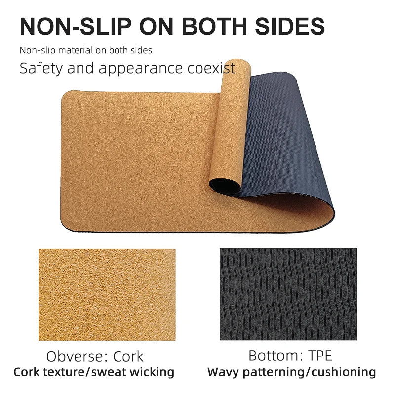 Natural Cork Yoga Mat - Foldable Non-Slip Eco-Friendly Fitness Pad