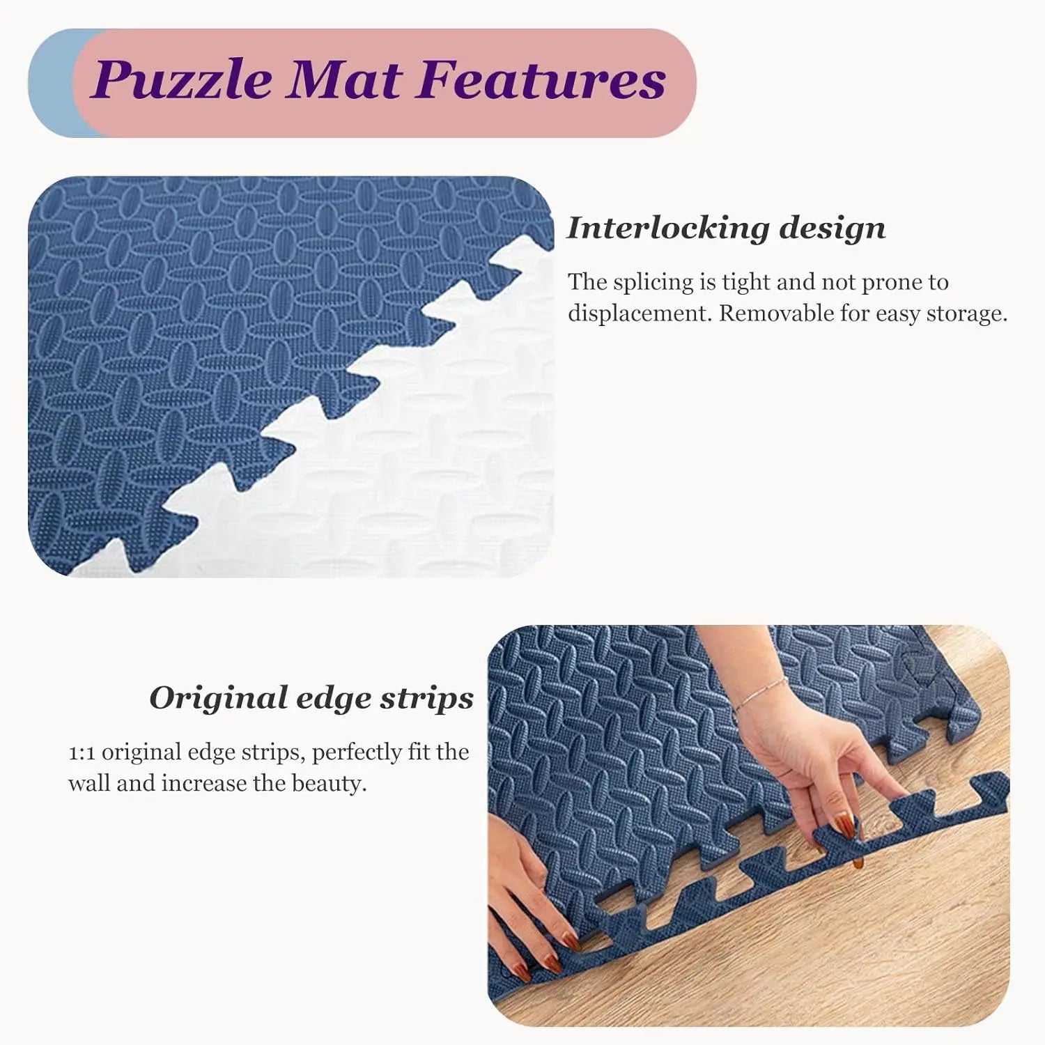 EVA Foam Puzzle Exercise Mats - Leaf Grain Non-Slip Gym Flooring