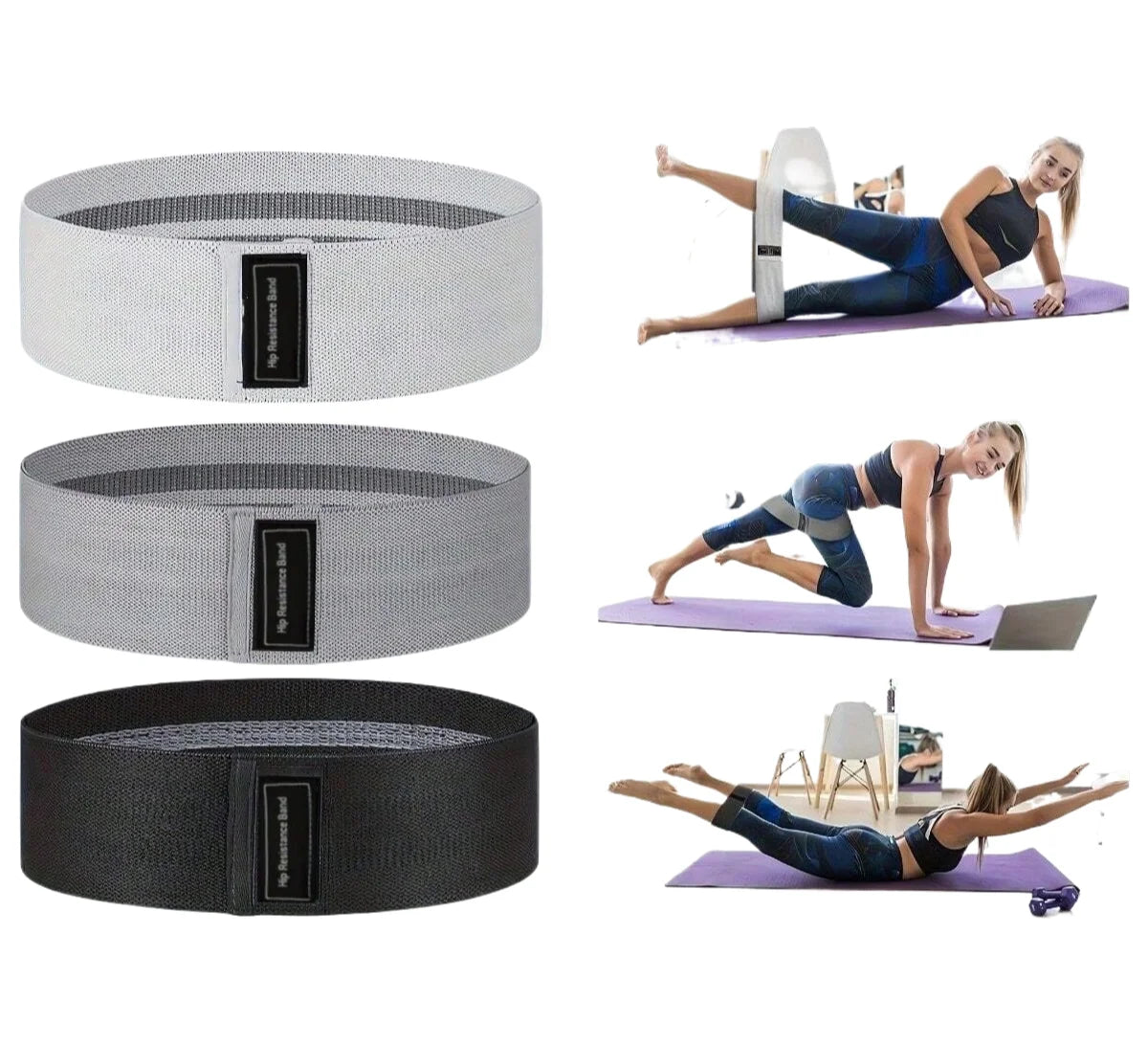 Fabric Resistance Hip Bands - Non-Slip Elastic Glute Workout Loops