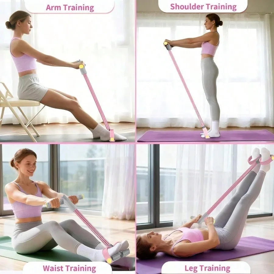 6-Tube Pedal Resistance Band | TPE Latex | Home Abdominal Workout