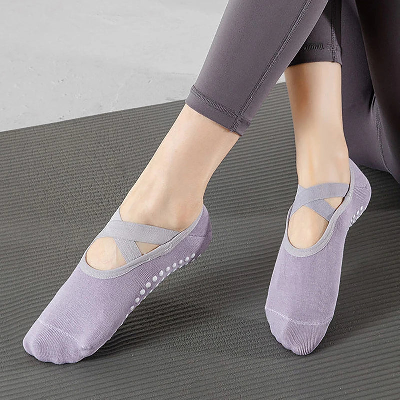 Non-Slip Cotton Yoga Socks - Bandage Style for Pilates & Ballet