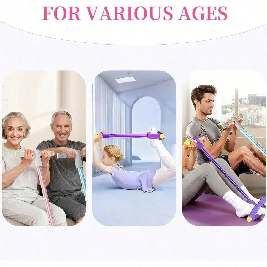 6-Tube Pedal Resistance Band | TPE Latex | Home Abdominal Workout