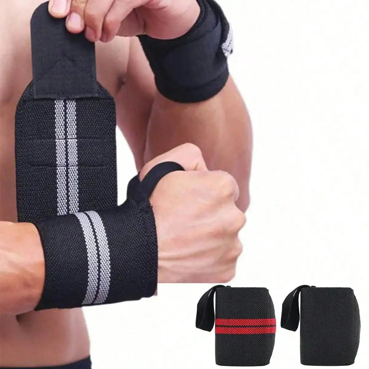Elastic Wrist Wraps (2-Pack) for Weightlifting & Gym Fitness
