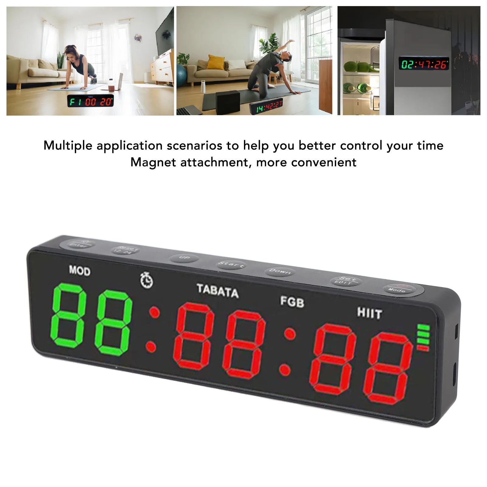Portable Magnetic Gym Timer - Rechargeable HIIT Clock for Home Fitness