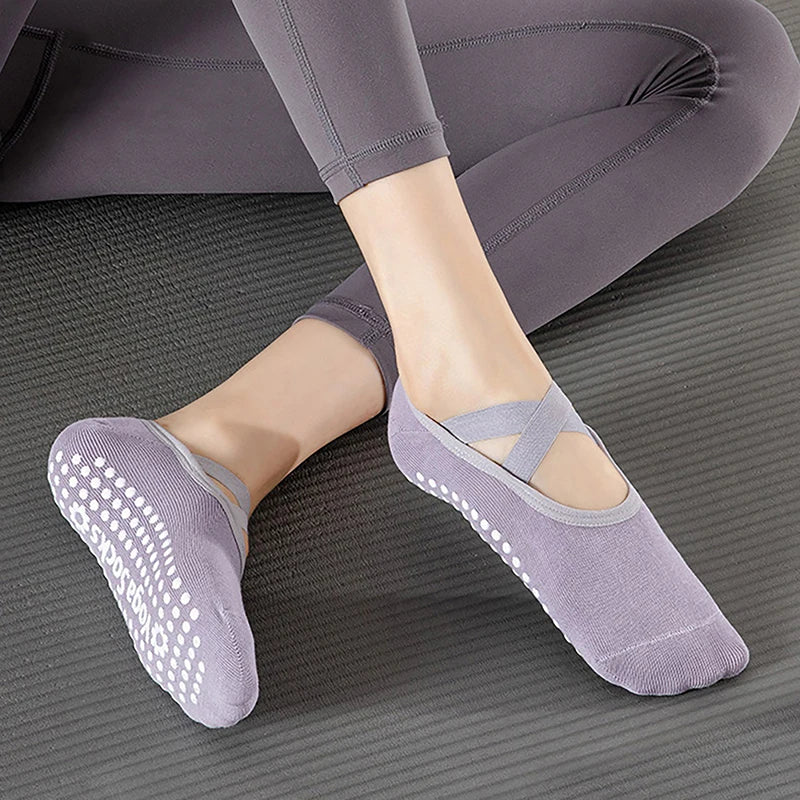 Non-Slip Cotton Yoga Socks - Bandage Style for Pilates & Ballet