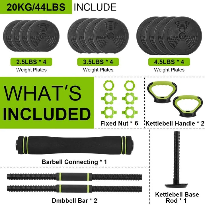 4-in-1 Adjustable Dumbbell Set 44-88lbs for Home Gym Strength Training