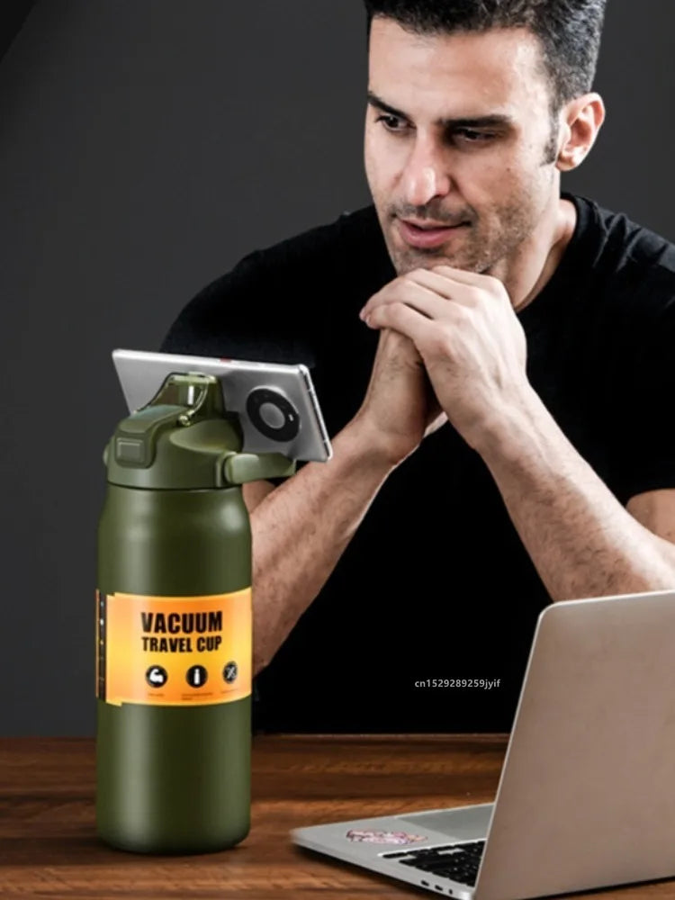 Insulated Stainless Steel Water Bottle with Straw - Sports Thermos Mug
