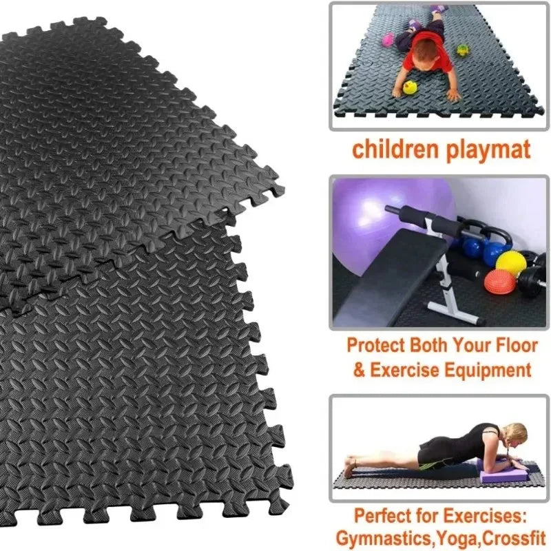EVA Foam Puzzle Exercise Mats - Leaf Grain Non-Slip Gym Flooring