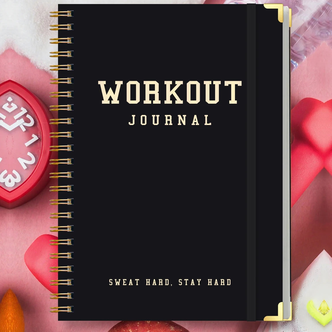 A5 Workout Journal & Fitness Planner - Spiral Gym Log with Stickers