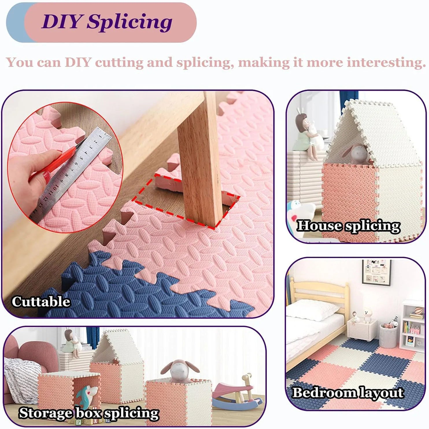 EVA Foam Puzzle Exercise Mats - Leaf Grain Non-Slip Gym Flooring