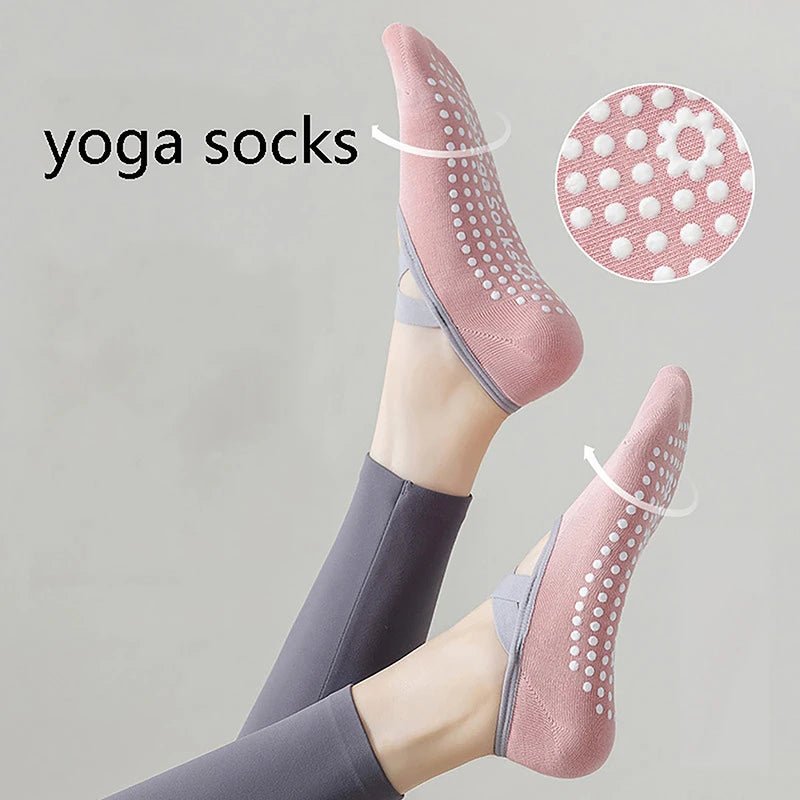 Non-Slip Cotton Yoga Socks - Bandage Style for Pilates & Ballet