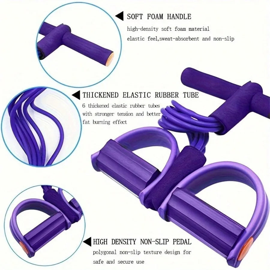 6-Tube Pedal Resistance Band - Elastic Yoga Puller for Home Gym
