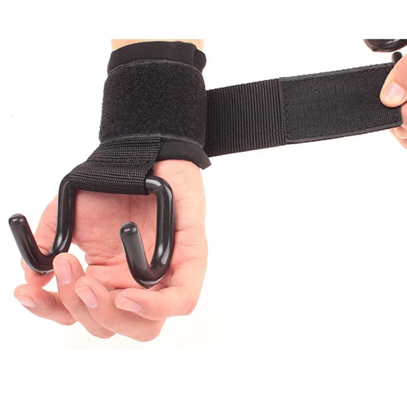 Weight Lifting Hook Grips with Padded Wrist Wraps for Deadlifts