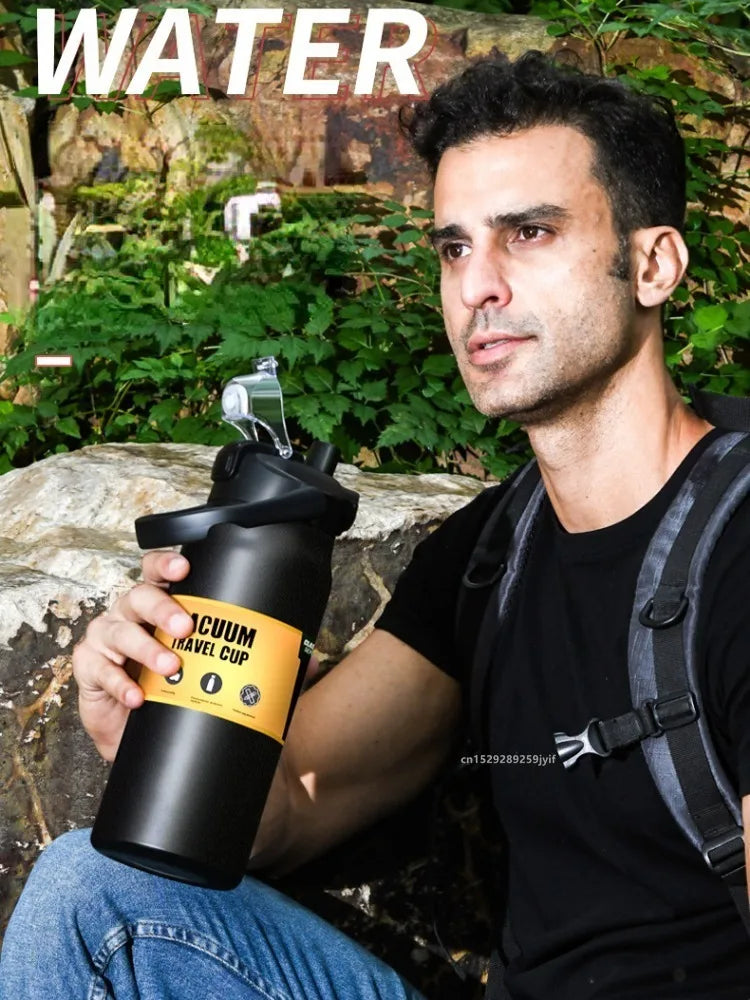 Insulated Stainless Steel Water Bottle with Straw - Sports Thermos Mug