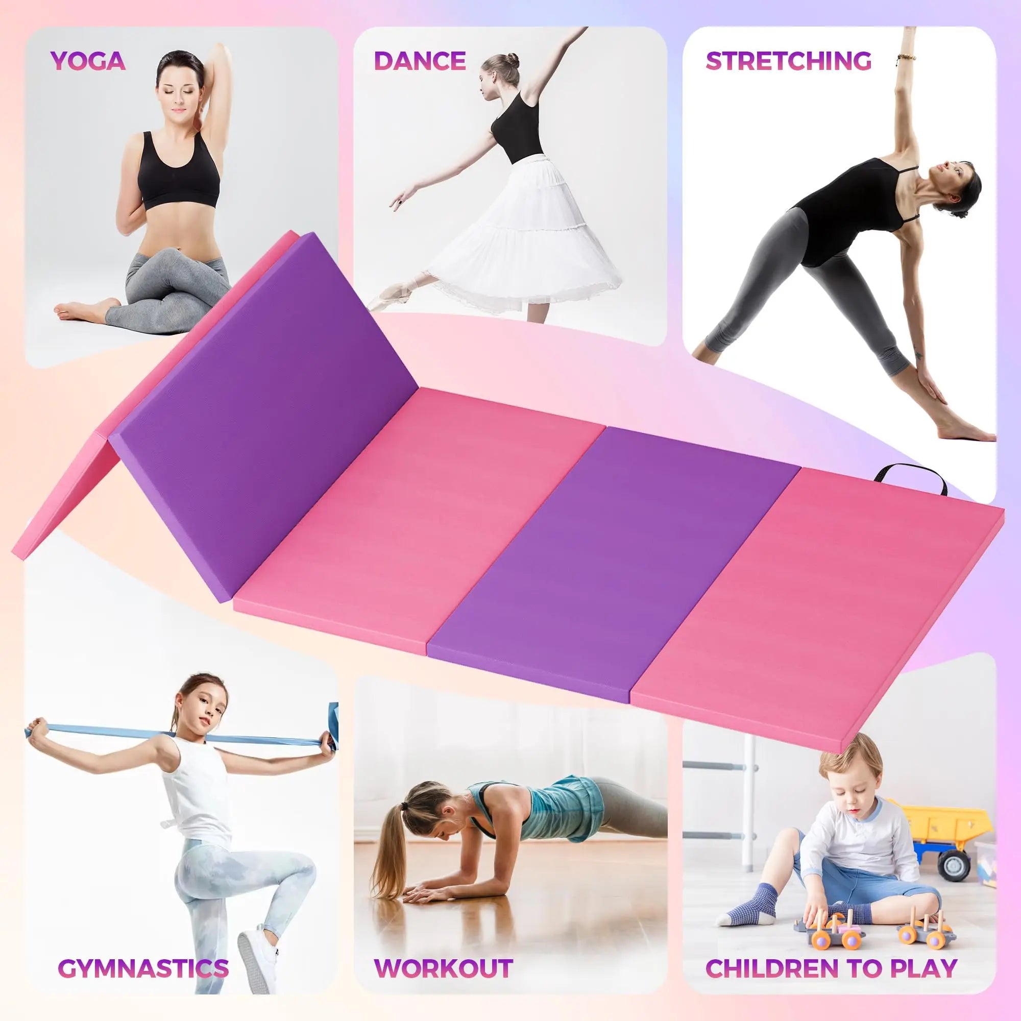 Folding Gymnastics Mat Thick EPE Foam Tumbling Pad for Home Gym