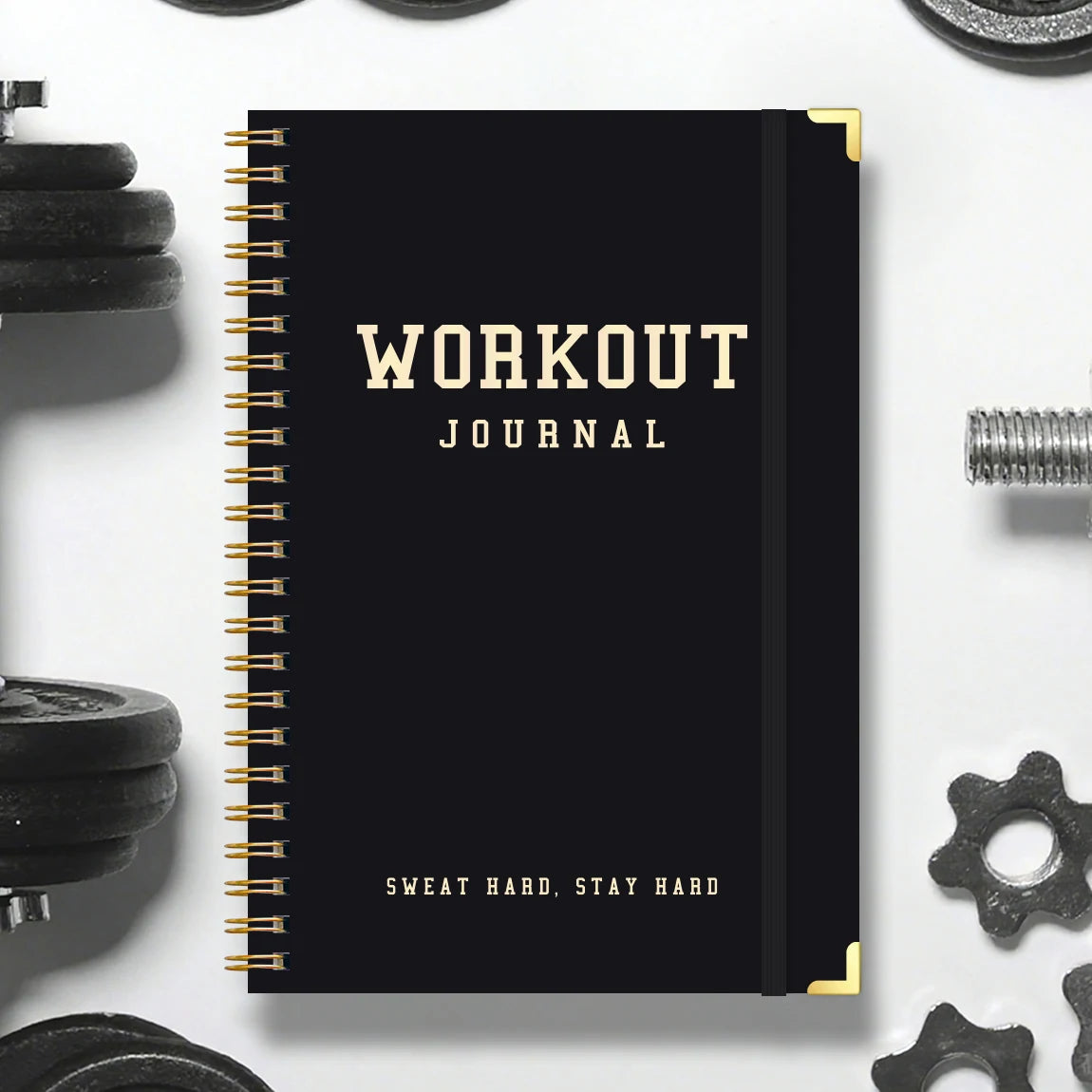A5 Workout Journal & Fitness Planner - Spiral Gym Log with Stickers