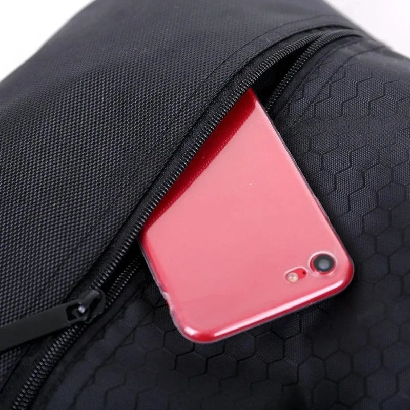 Waterproof Nylon Drawstring Gym Bag - Large Capacity Sports Backpack
