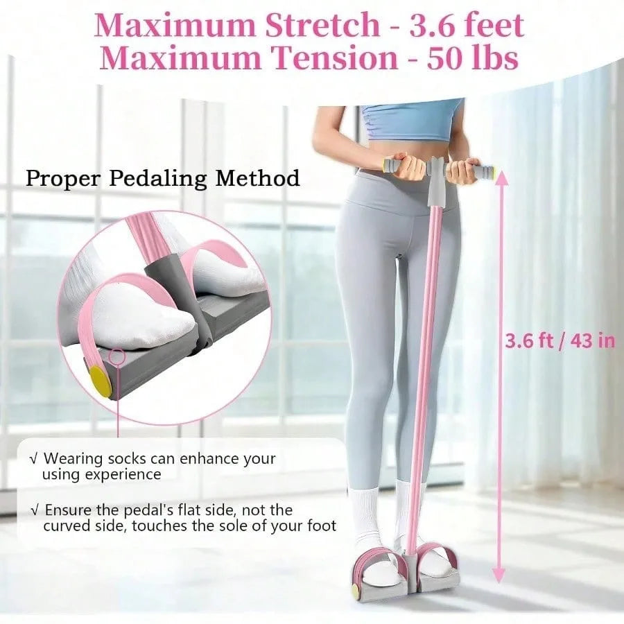 6-Tube Pedal Resistance Band | TPE Latex | Home Abdominal Workout